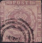 Obrázek k výrobku 40578 - 1854, Dánsko, 0004b, Výplatní známka: Korunovační klenoty ve vavřínovém věnci ⊙