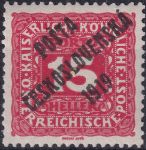 Obrázek k výrobku 43409 - 1919, ČSR I, 0074VV, PČ 1919: Doplatní známka z roku 1916 (malá číslice, s názvem státu) ✶
