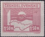 Obrázek k výrobku 44188 - 1945, ČSR II, 0353aVV, Výplatní známka: Košické vydání - Symbol spojenectví ČSR-SSSR ✶✶