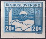 Obrázek k výrobku 45795 - 1945, ČSR II, 0359DV+PV, Výplatní známka: Košické vydání - Symbol spojenectví ČSR-SSSR ✶✶