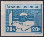 Obrázek k výrobku 45803 - 1945, ČSR II, 0359PV, Výplatní známka: Košické vydání - Symbol spojenectví ČSR-SSSR ✶✶