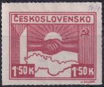 Obrázek k výrobku 46048 - 1945, ČSR II, 0353, Výplatní známka: Košické vydání: Symbol spojenectví ČSR-SSSR ✶✶