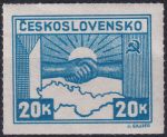 Obrázek k výrobku 46058 - 1945, ČSR II, 0359, Výplatní známka: Košické vydání: Symbol spojenectví ČSR-SSSR ✶✶