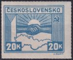 Obrázek k výrobku 48144 - 1945, ČSR II, 0358PV, Výplatní známka: Košické vydání - Symbol spojenectví ČSR-SSSR ✶