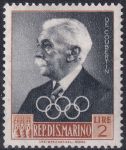 Obrázek k výrobku 48434 - 1959, San Marino, 0611, Funkcionáři Mezinírodního olympijského výboru (IOC) (I): Pierre Baron de Coubertin ✶✶