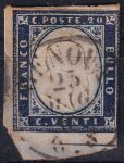Obrázek k výrobku 48882 - 1858, Neapolsko, 3, Výplatní známka: Trojdílný znak s různými rámy ⊙ 