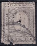 Obrázek k výrobku 48886 - 1858, Neapolsko, 3, Výplatní známka: Trojdílný znak s různými rámy ⊙ 