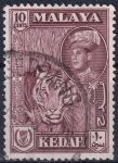 Obrázek k výrobku 49718 - 1959, Malajsko - Kedah, 100a, Výplatní známka: Sultán Abdul Halim ibn Sultan Badišáh a zemské pohledy - Panthera tigris ⊙