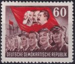 Obrázek k výrobku 51431 - 1953, NDR, 0345XI, 70. výročí úmrtí Karla Marxe: Komunistický manifest, Marx a Engels ✶
