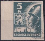 Obrázek k výrobku 53270 - 1945, ČSR II, 0354, Výplatní známka: Košické vydání: Hlava rudoarmějce a státní znak ⊙
