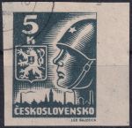 Obrázek k výrobku 53271 - 1945, ČSR II, 0355, Výplatní známka: Košické vydání: Hlava rudoarmějce a státní znak ⊙ o L