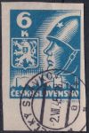 Obrázek k výrobku 53274 - 1945, ČSR II, 0355, Výplatní známka: Košické vydání: Hlava rudoarmějce a státní znak ⊙