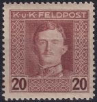 Obrázek k výrobku 53479 - 1917/1918, Rakousko-uherská polní pošta (Všeobecné vydání), 60A, Výplatní známka: Císař Karel I. ✶