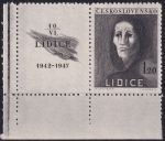 Obrázek k výrobku 53652 - 1947, ČSR II, 0453KL, 5. výročí vyhlazení Lidic: Trpící žena ✶✶ o L