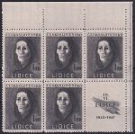 Obrázek k výrobku 53664 - 1947, ČSR II, 0453VK-4, 5. výročí vyhlazení Lidic: Trpící žena ✶✶ ⊞ P H