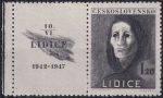 Obrázek k výrobku 53718 - 1947, ČSR II, 0453KL, 5. výročí vyhlazení Lidic: Trpící žena ✶✶ o L