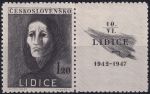 Obrázek k výrobku 53720 - 1947, ČSR II, 0453KL, 5. výročí vyhlazení Lidic: Trpící žena ✶