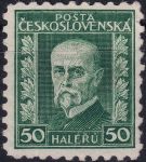 Obrázek k výrobku 54044 - 1926, ČSR I, 0206, Výplatní známka: 75. narozeniny T. G. Masaryka (pozměněná kresba) ✶ o H