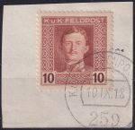 Obrázek k výrobku 54378 - 1917/1918, Rakousko-uherská polní pošta (Všeobecné vydání), 57A, Výplatní známka: Císař Karel I. ⊡