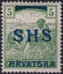 Obrázek k výrobku 54751 - 1918, Jugoslávie (vydání pro Chorvatsko), 0067, Známky Maďarska s přetiskem: Na kresbě Ženci 1916/18 (barevná číslice) ✶