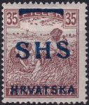 Obrázek k výrobku 54759 - 1918, Jugoslávie (vydání pro Chorvatsko), 0073, Známky Maďarska s přetiskem: Na kresbě Ženci 1916/18 (barevná číslice) ✶