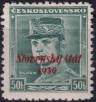 Obrázek k výrobku 55170 - 1939, Slovenský stát, 009VV, Výplatní známka: Generál Milan Rastislav Šrtefánik (1880-1919) ✶✶